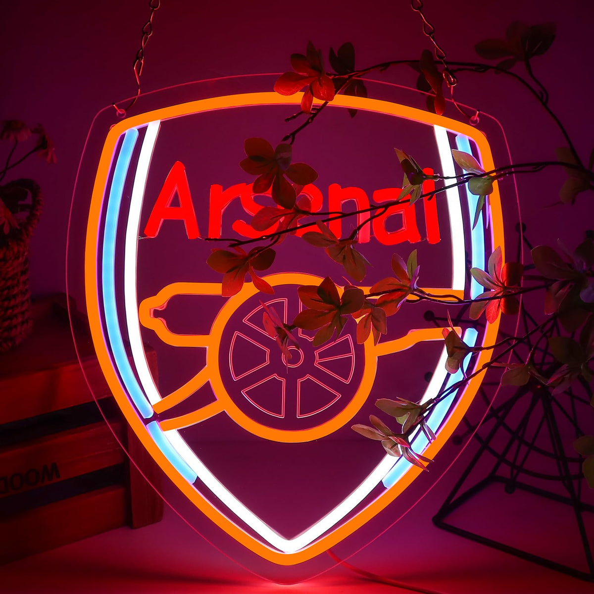AHlove football team neon sign on wall adds bright game-night ambience