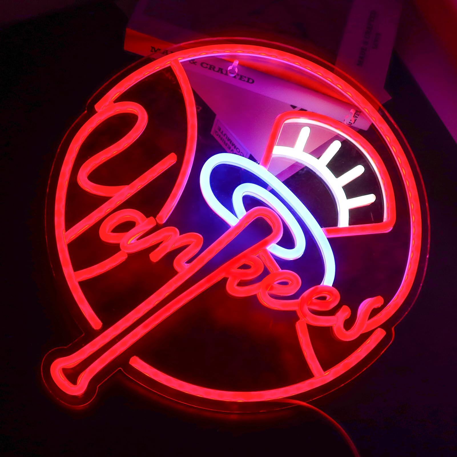 AHlove LED Yankees sign offers safe, heat-free illumination for game room setups