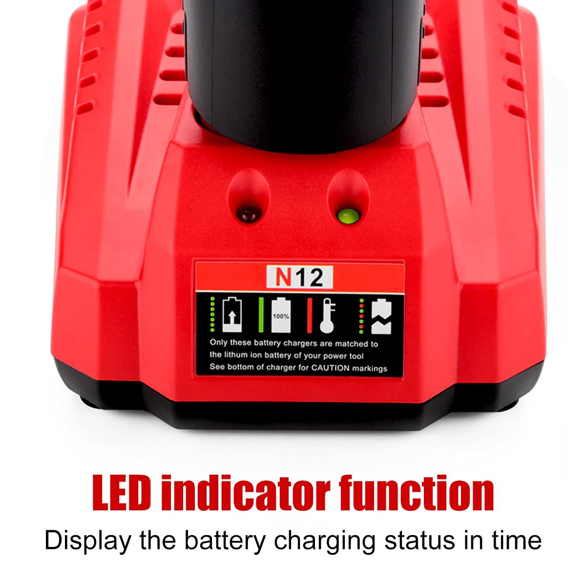 Ahomtikk 12V rapid charger indicator light, clearly shows charge status.