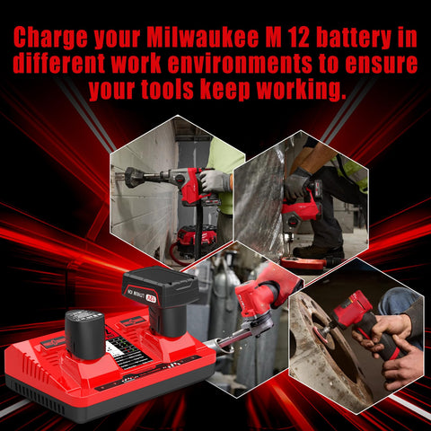 Ahomtikk Milwaukee 12V dual-port charger packaging for safe shipping