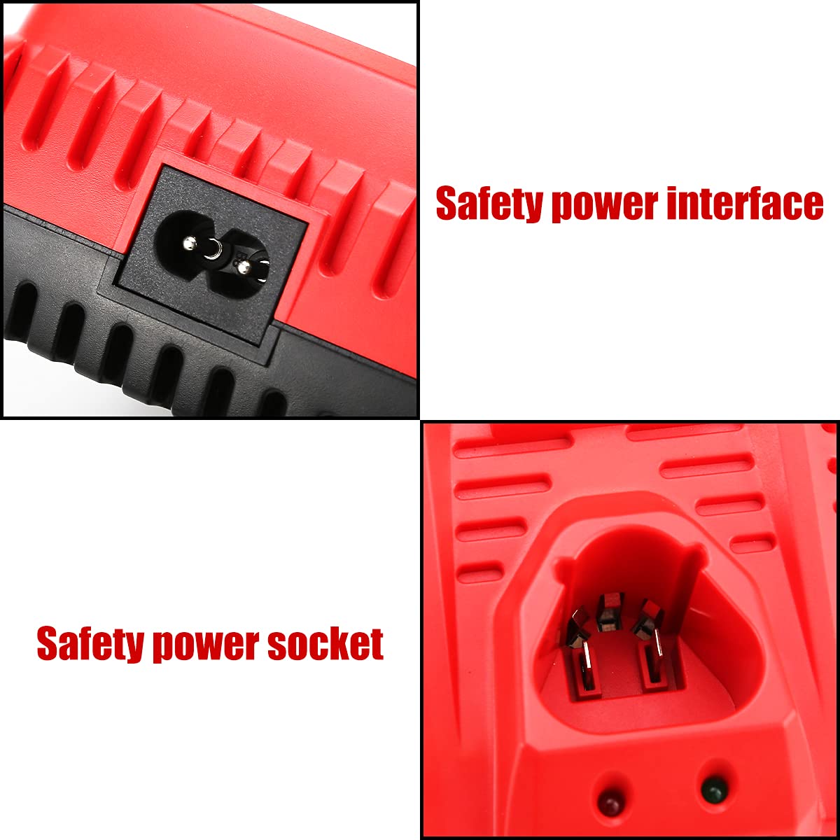 Ahomtikk safety features on 12V charger with protective circuitry.