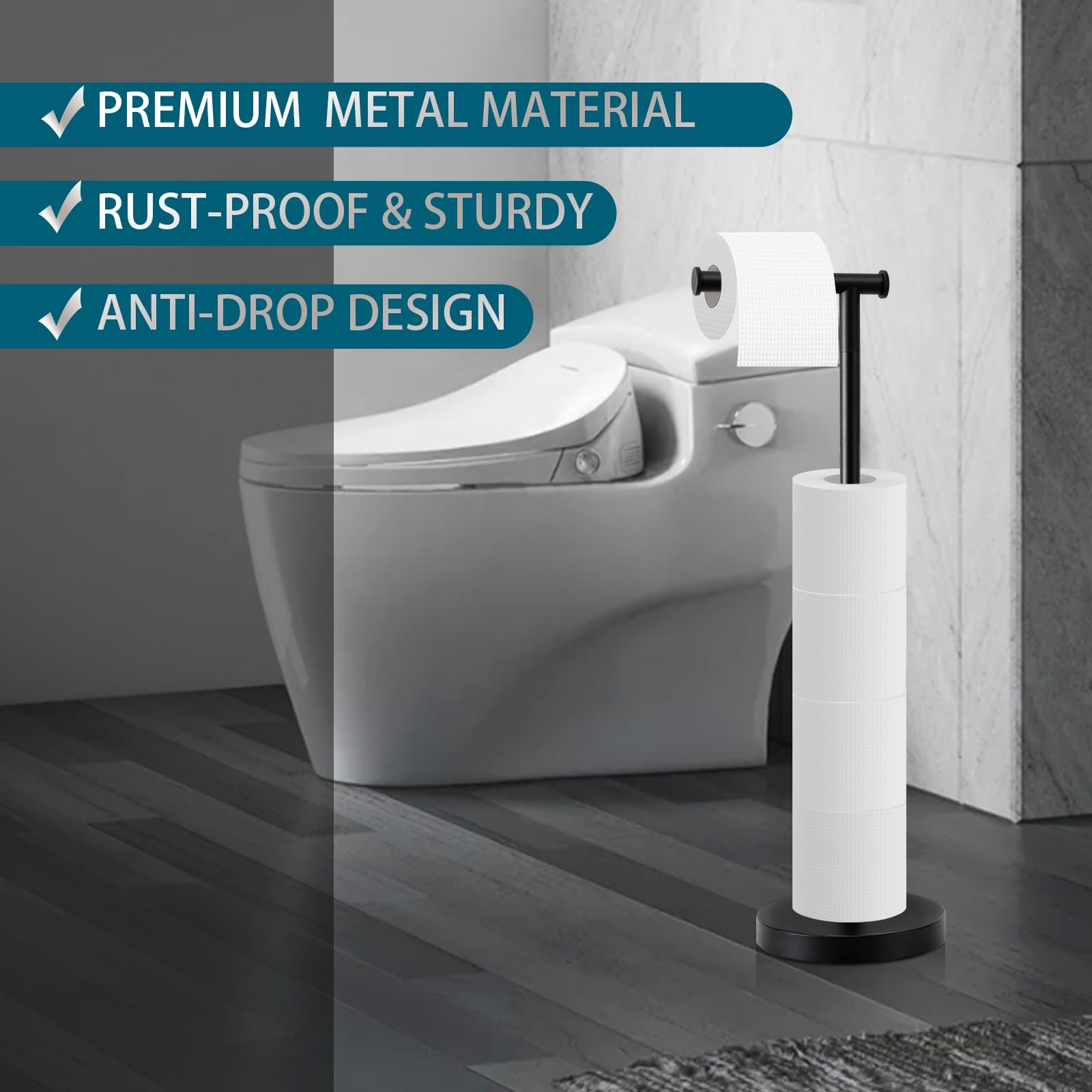 Ahomxin vertical pole holds multiple rolls for quick replacement.