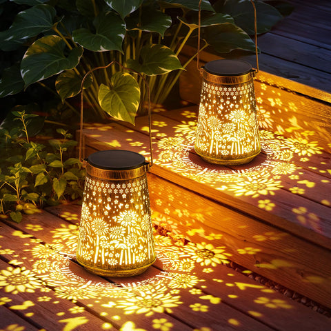 Ahaorigin solar sunflower lantern hanging adds warm garden ambiance