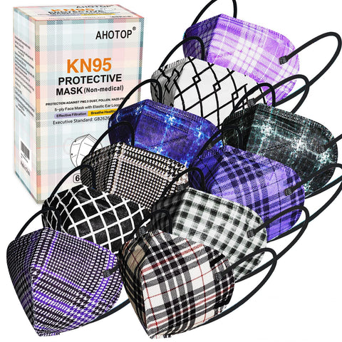 AHOTOP KN95 plaid-pattern masks offer stylish daily protection for adults.