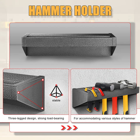 AHOWPD hammer rack wall mount holds hammers securely for quick access.