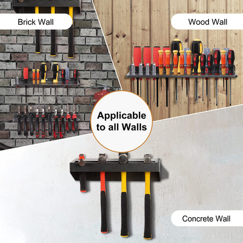 AHOWPD metal tool rack with durable steel finish supports daily workshop use.