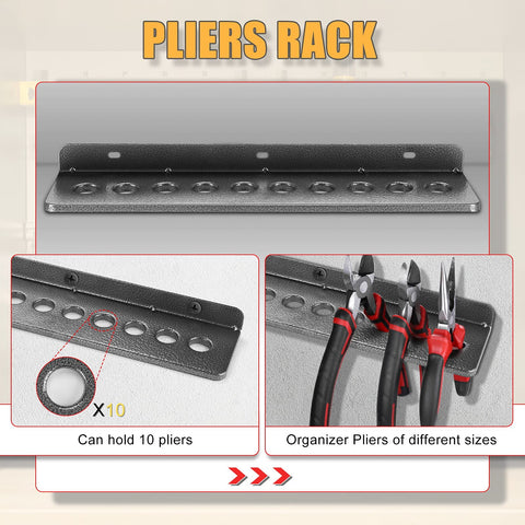 AHOWPD pliers organizer wall rack keeps small hand tools easy to grab.