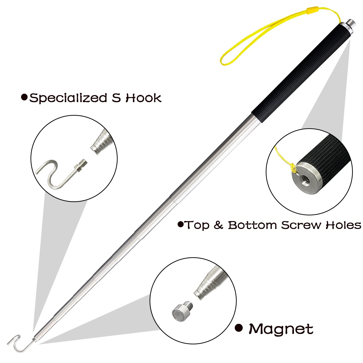 Ahrylxy extendable pole reaches up to 72 inches for distant items.