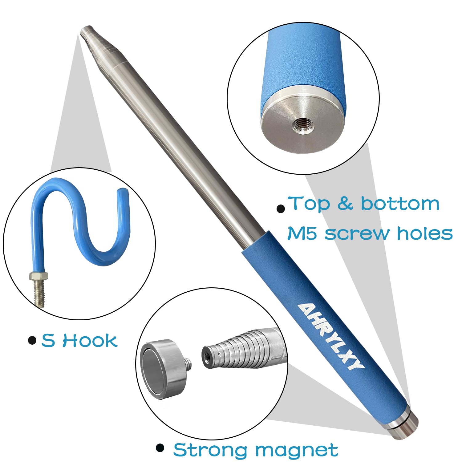 Ahrylxy telescoping pickup tool with magnetic tip to pick up metal quickly.