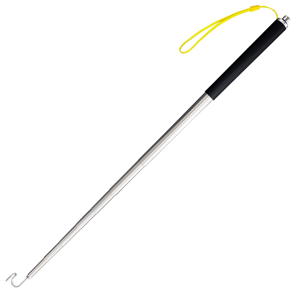 Ahrylxy telescoping pole with hook extended to reach high shelves for easy access.