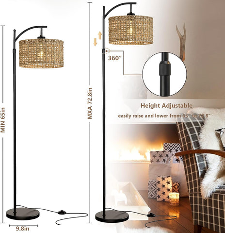 AHDWDW Arc Floor Lamp 3000K-6000K color temperature modes for ambiance.