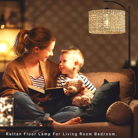 AHDWDW Arc Floor Lamp in living room setting, easy setup and stylish presence.