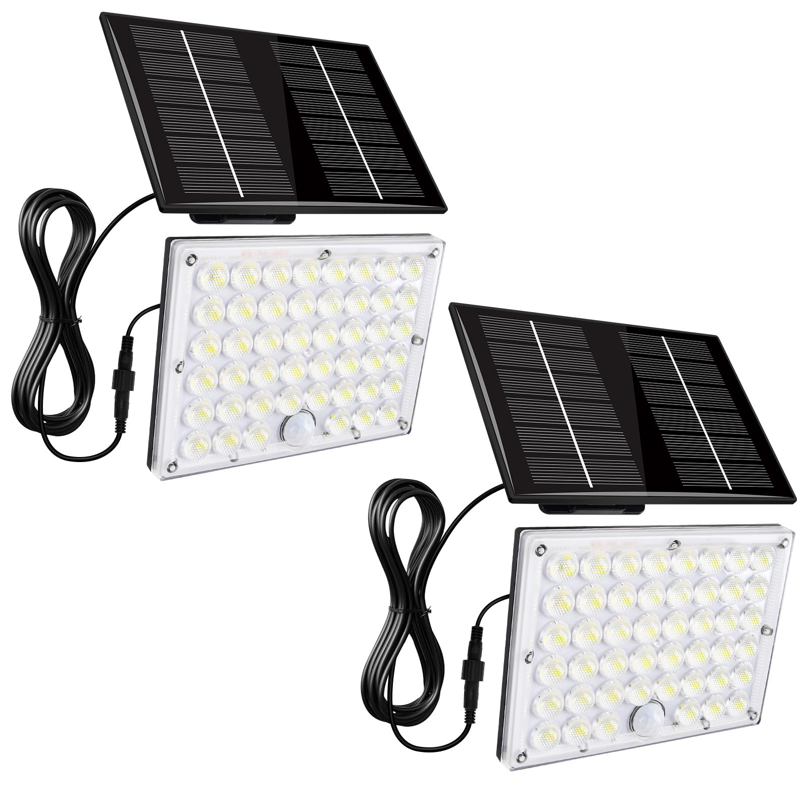 Aialun 184 LED solar motion light front view for bright security lighting