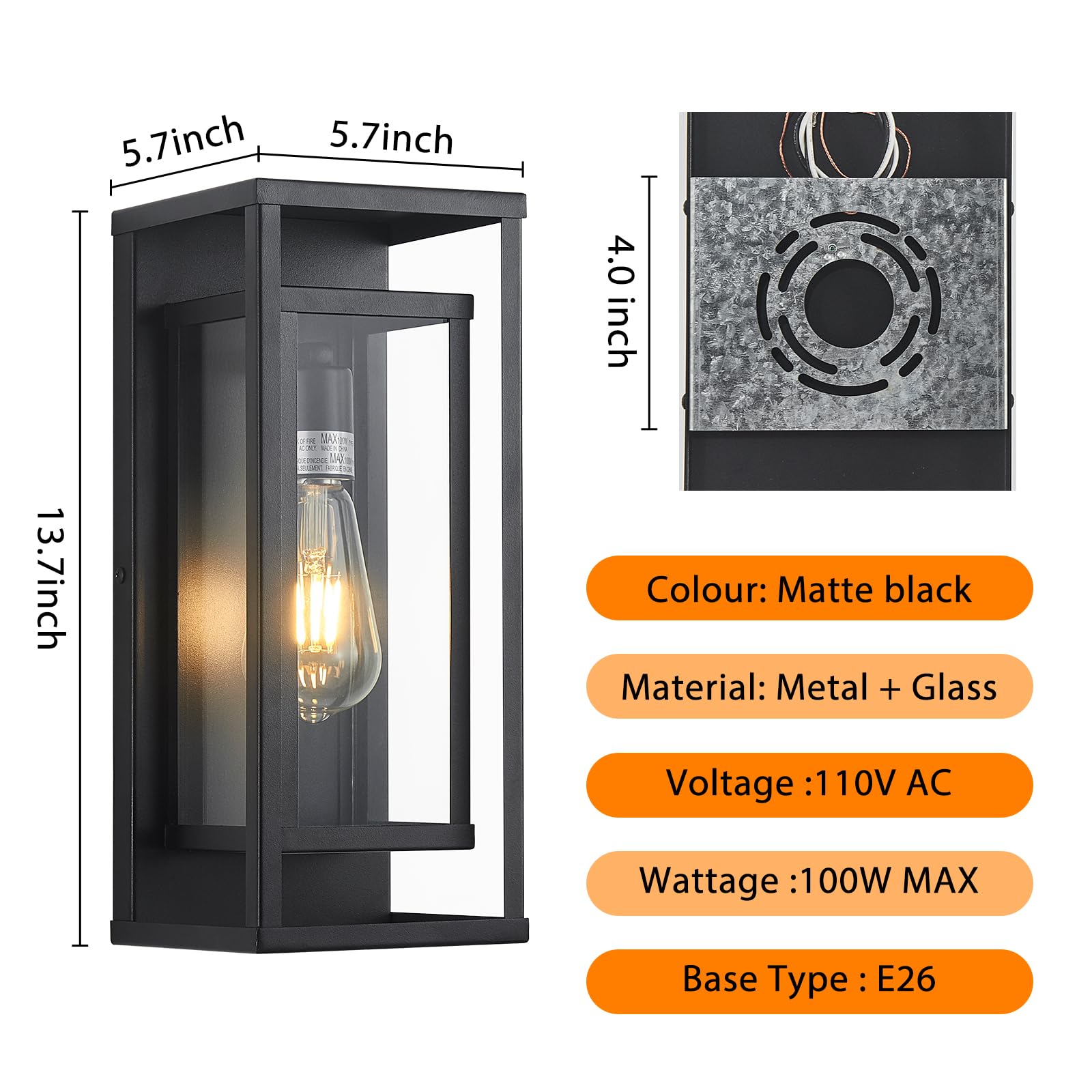 AIBISOD E26-compatible sconce supports LED, CFL, and more.
