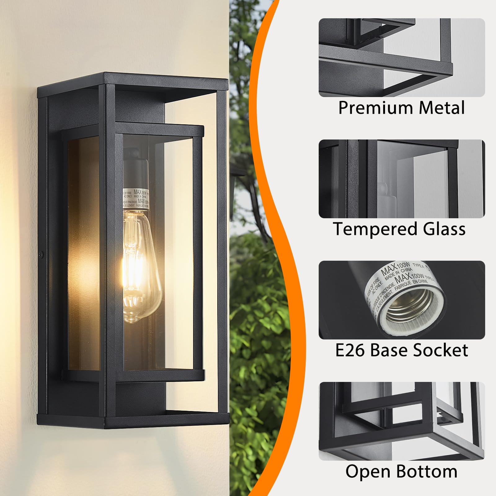 AIBISOD front door wall mount light with easy bulb access.