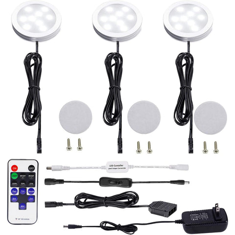 AIBOO 3-pack under-cabinet puck lights kit view for bright counters