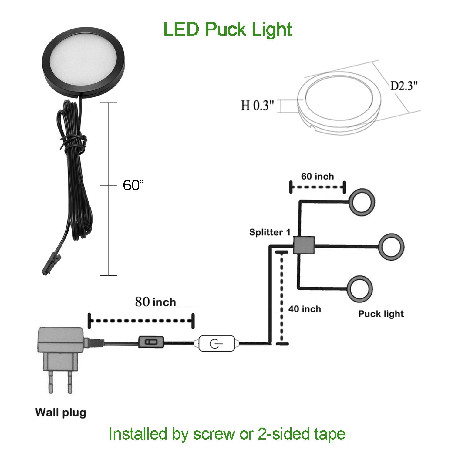 AIBOO invisible low-profile puck light blends under cabinet until illuminated.