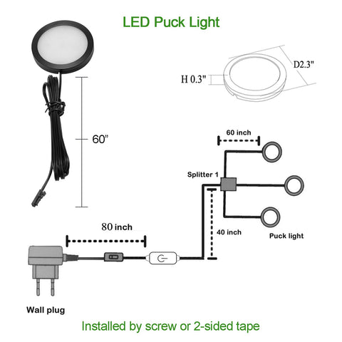 AIBOO invisible low-profile puck light blends under cabinet until illuminated.
