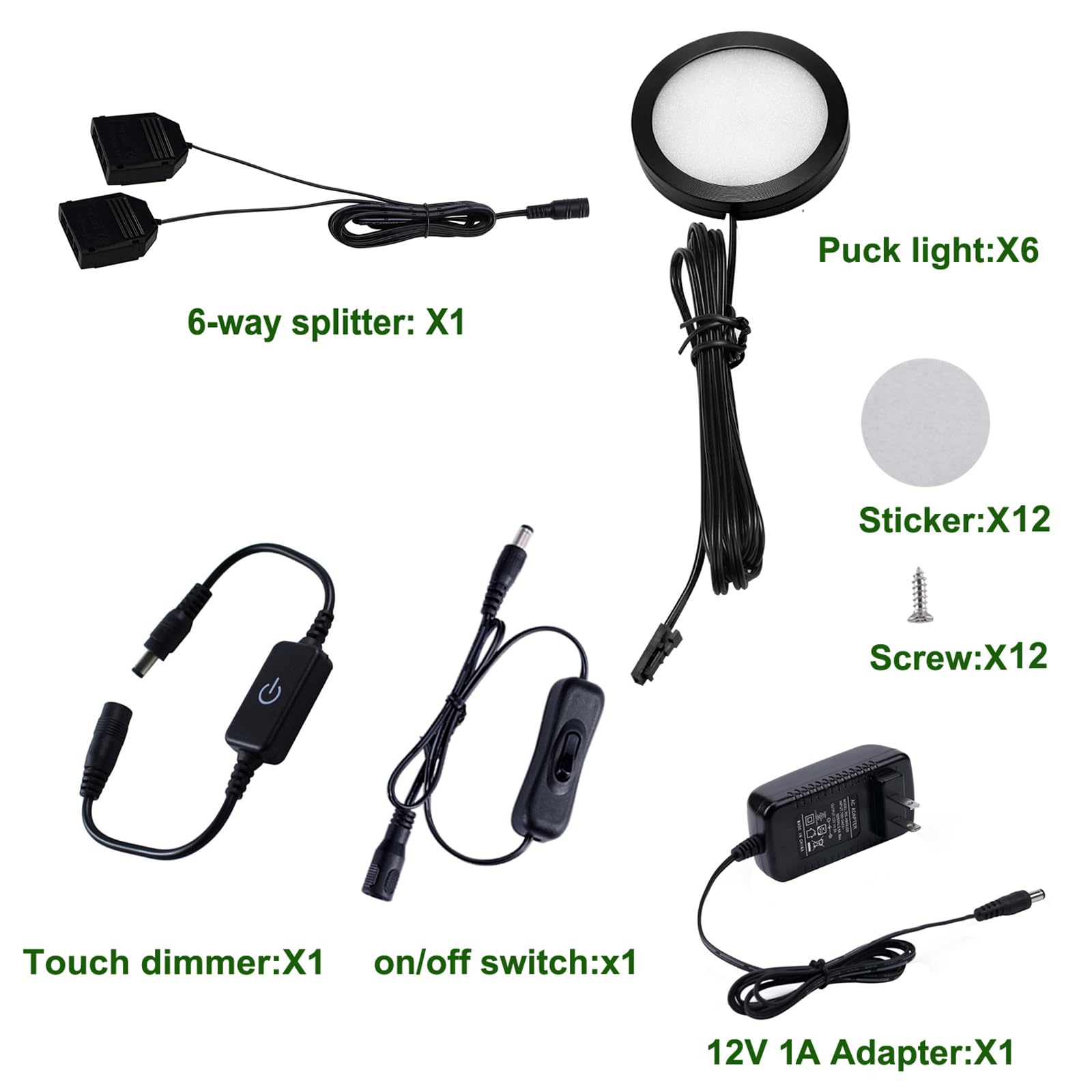 AIBOO puck light with touch dimmer for precise brightness control