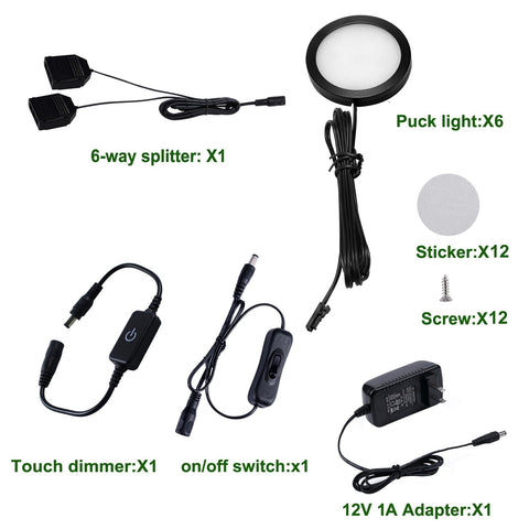 AIBOO puck light with touch dimmer for precise brightness control