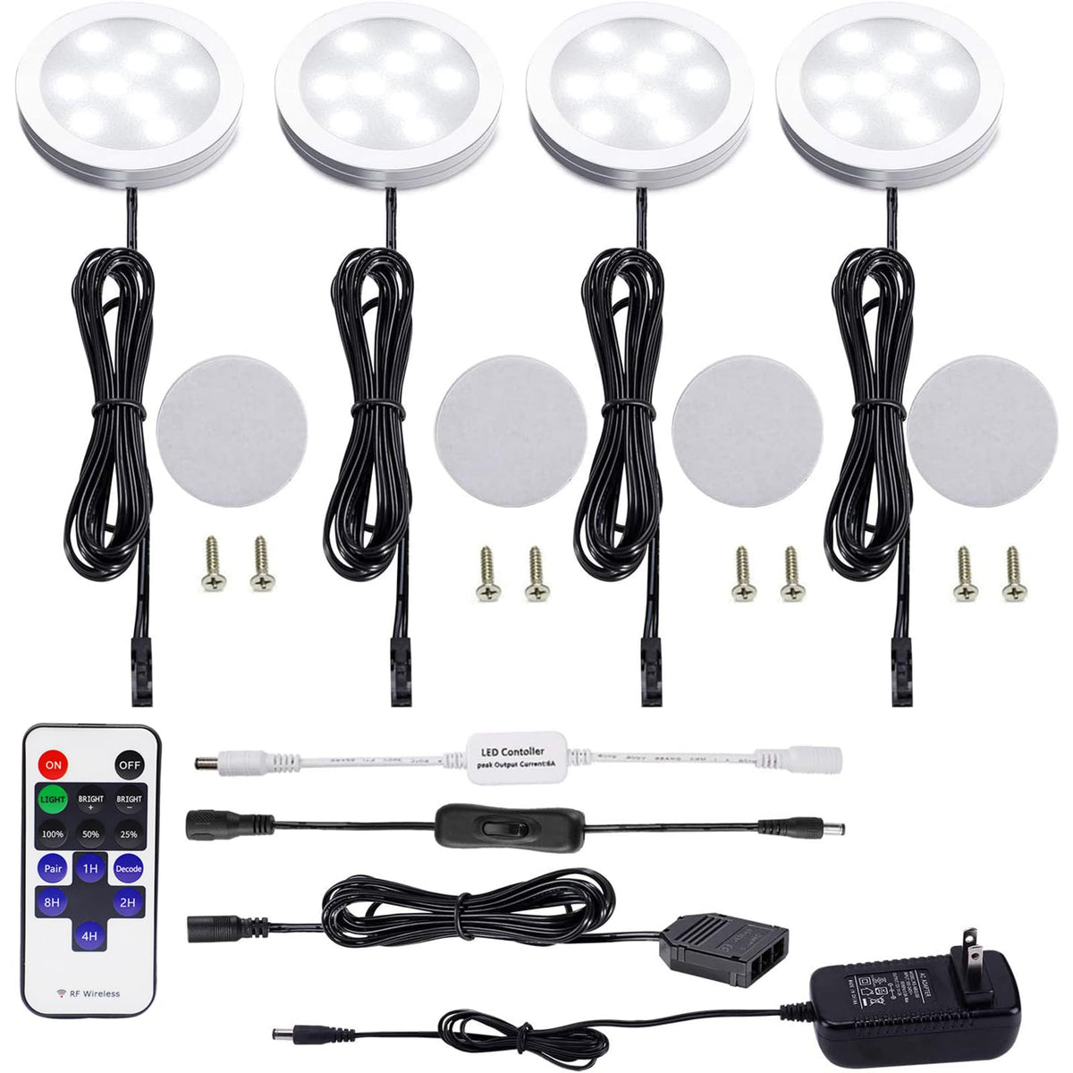 AIBOO puck lights under-cabinet 4-pack provide bright, energy-efficient kitchen illumination.