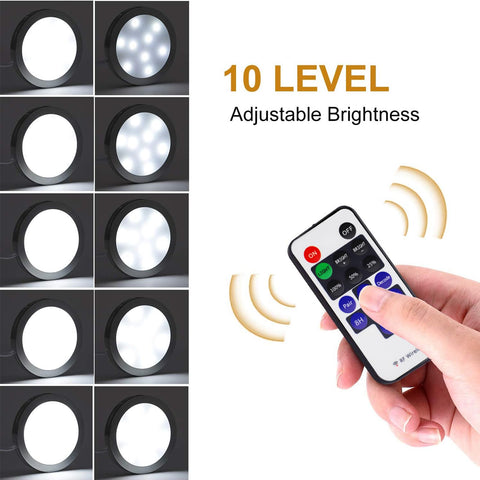 AIBOO six-pack puck lights connected with splitter for scalable setup.