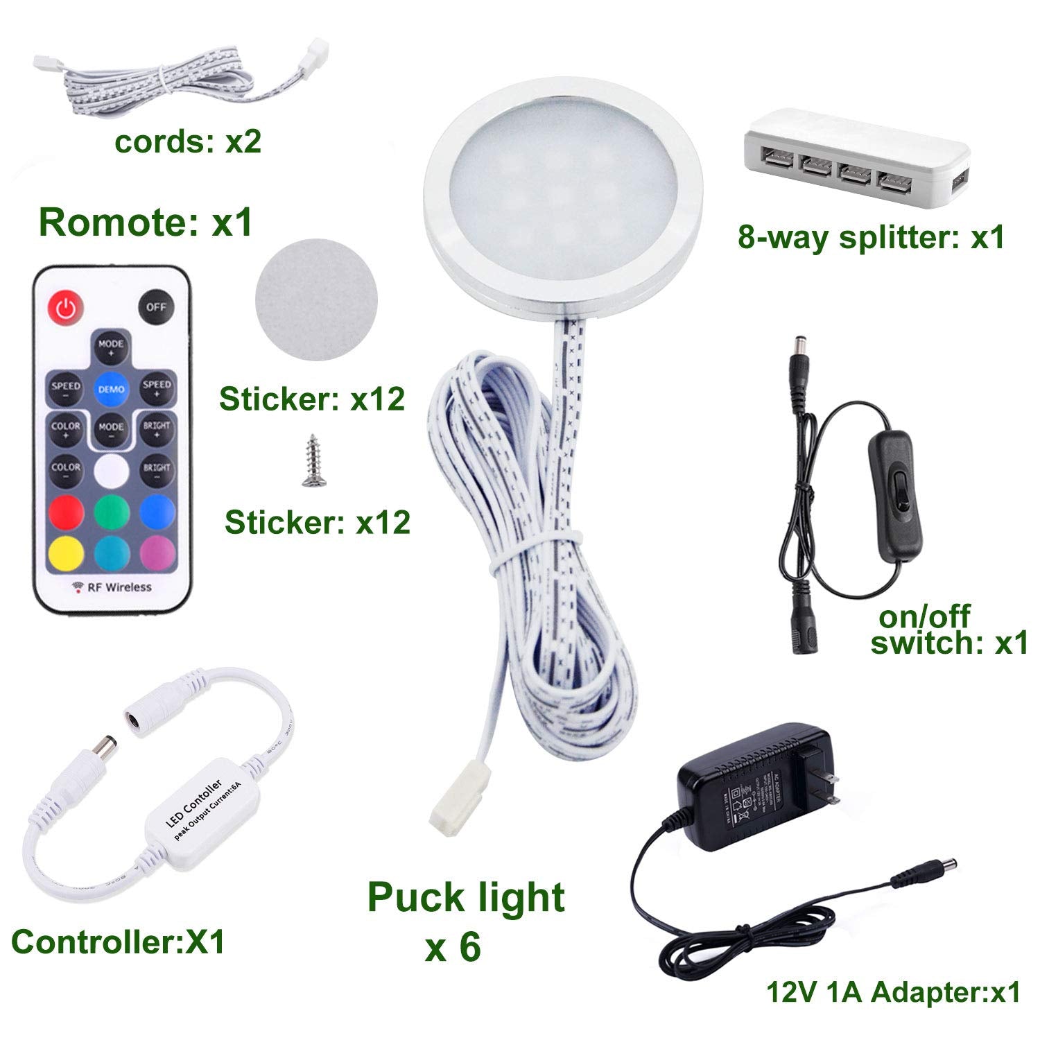 AIBOO slim aluminum puck lamps with wireless remote for easy mood lighting.