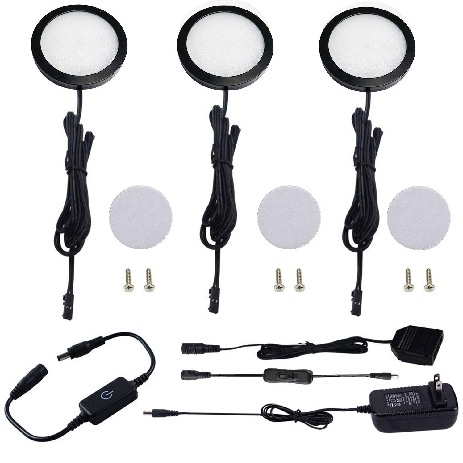 AIBOO under-cabinet LED puck light kit for bright kitchen task lighting.