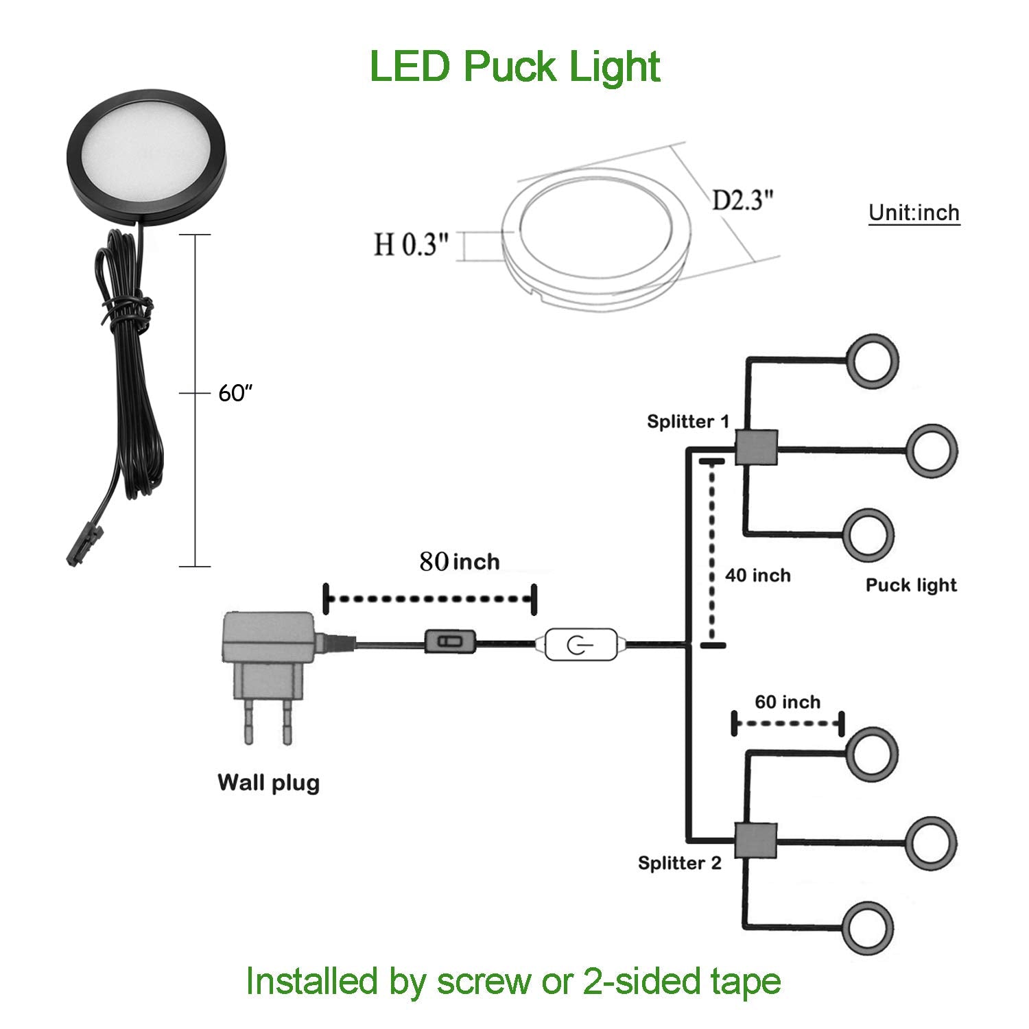 AIBOO warm white LED puck light for cozy counter lighting