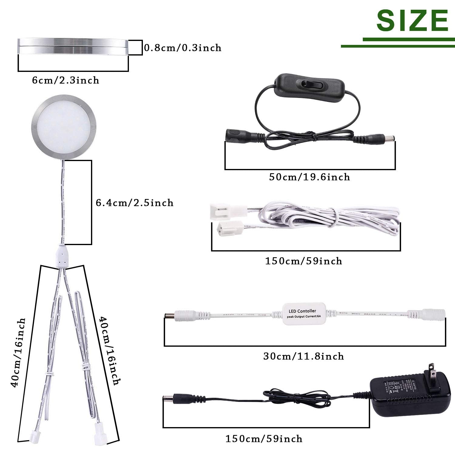 AIBOO wireless remote control for dimming puck lights from 0 to 100 percent.