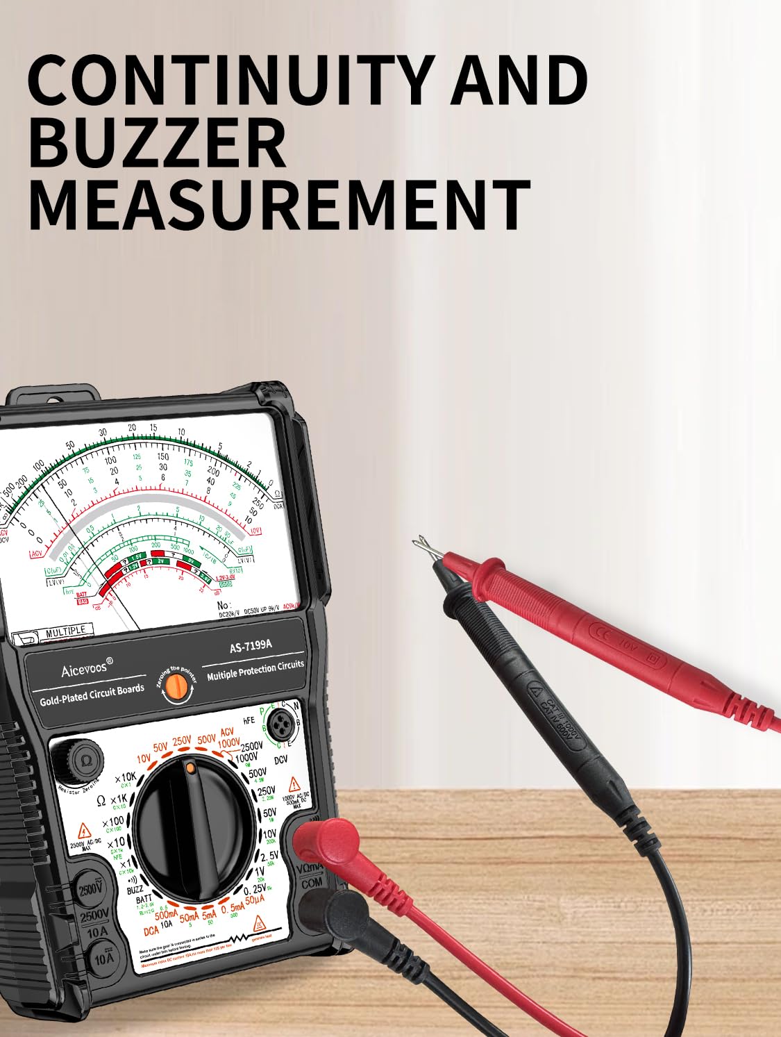 Aicevoos AS-7199A test leads with caps for reliable circuit testing.