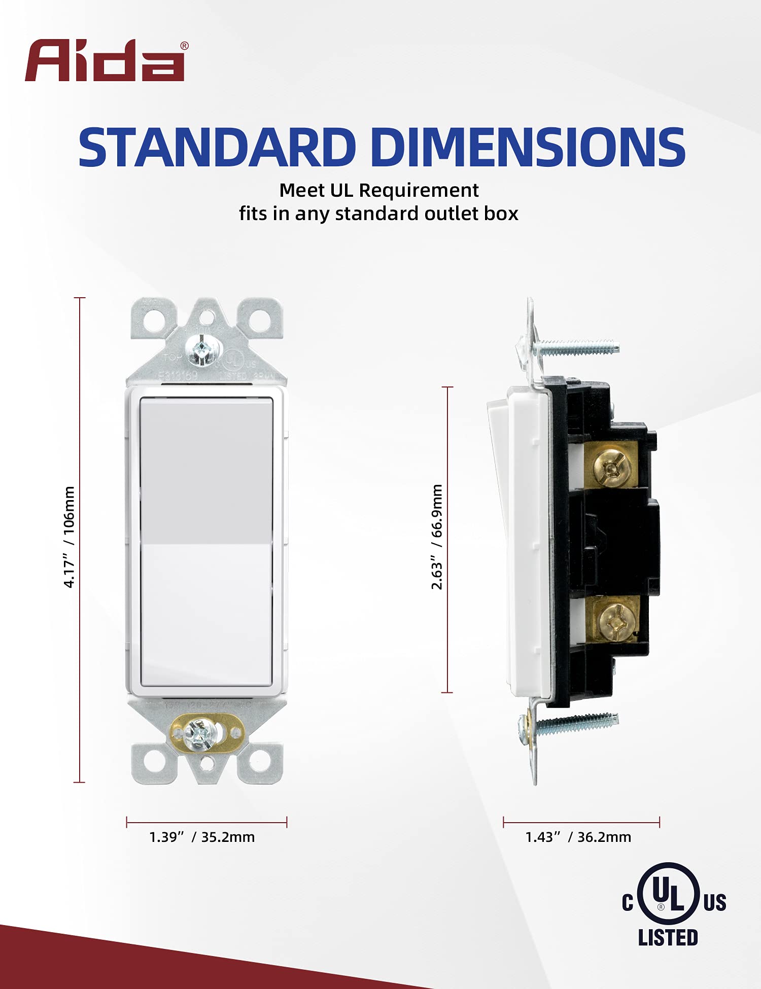 AIDA 15-amp residential grade switch suitable for standard circuits