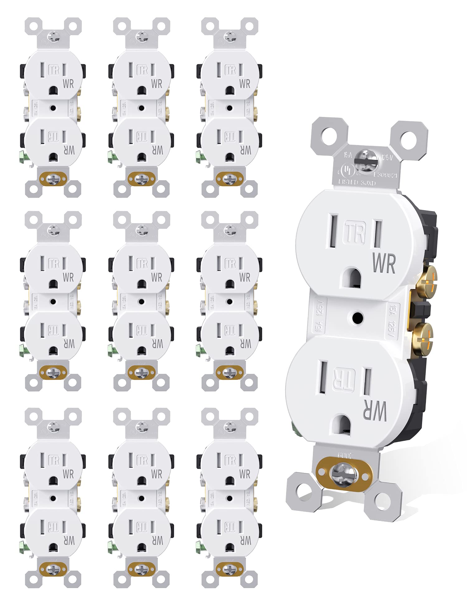 AIDA 15A duplex outlet with tamper-resistant and weather-resistant design for durability.