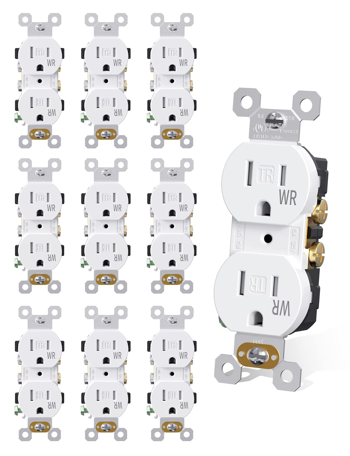 AIDA 15A duplex outlet with tamper-resistant and weather-resistant design for durability.