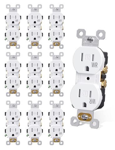 AIDA 15A duplex outlet with tamper-resistant and weather-resistant design for durability.