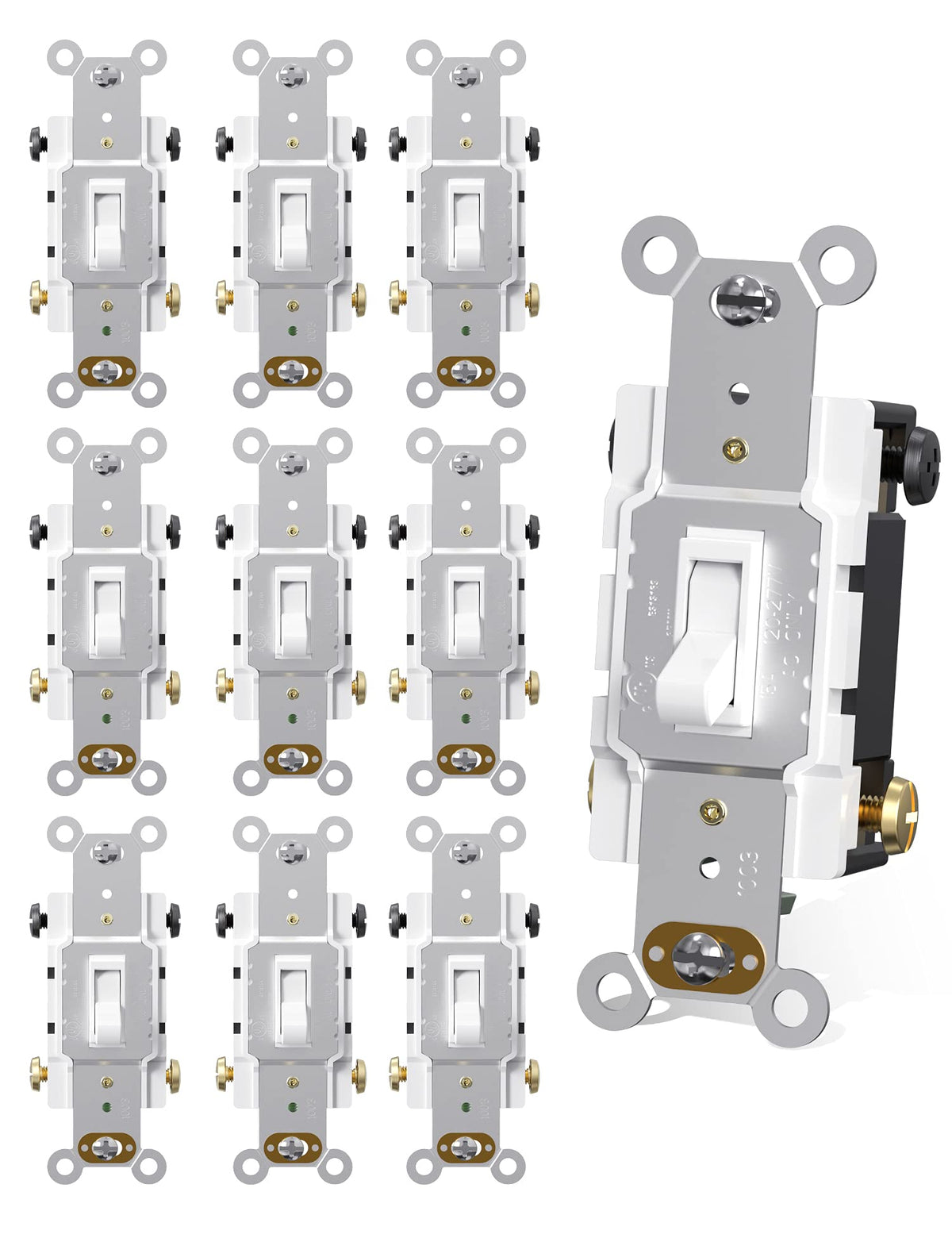AIDA 15A four-way toggle switch in white wall plate for multi-location control
