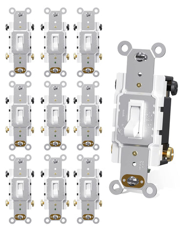 AIDA 15A four-way toggle switch in white wall plate for multi-location control