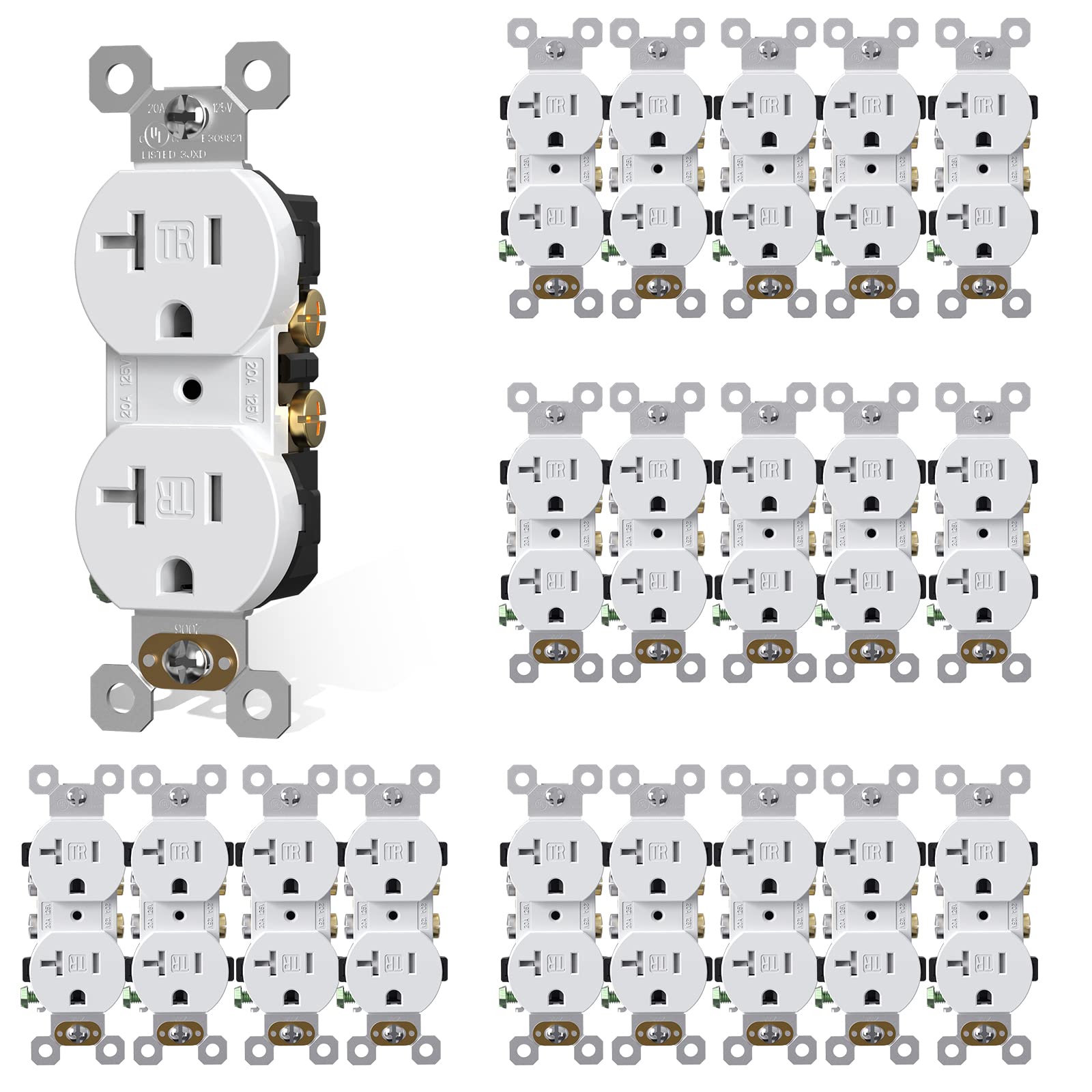AIDA 20-amp duplex outlet with tamper-resistant design for safer home power