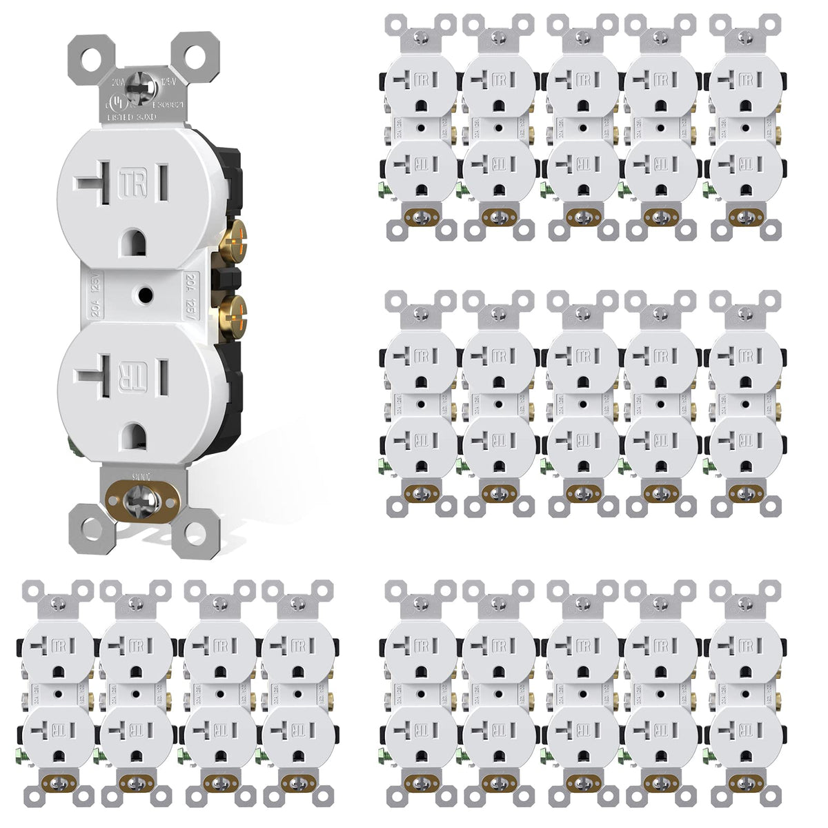 AIDA 20-amp duplex outlet with tamper-resistant design for safer home power