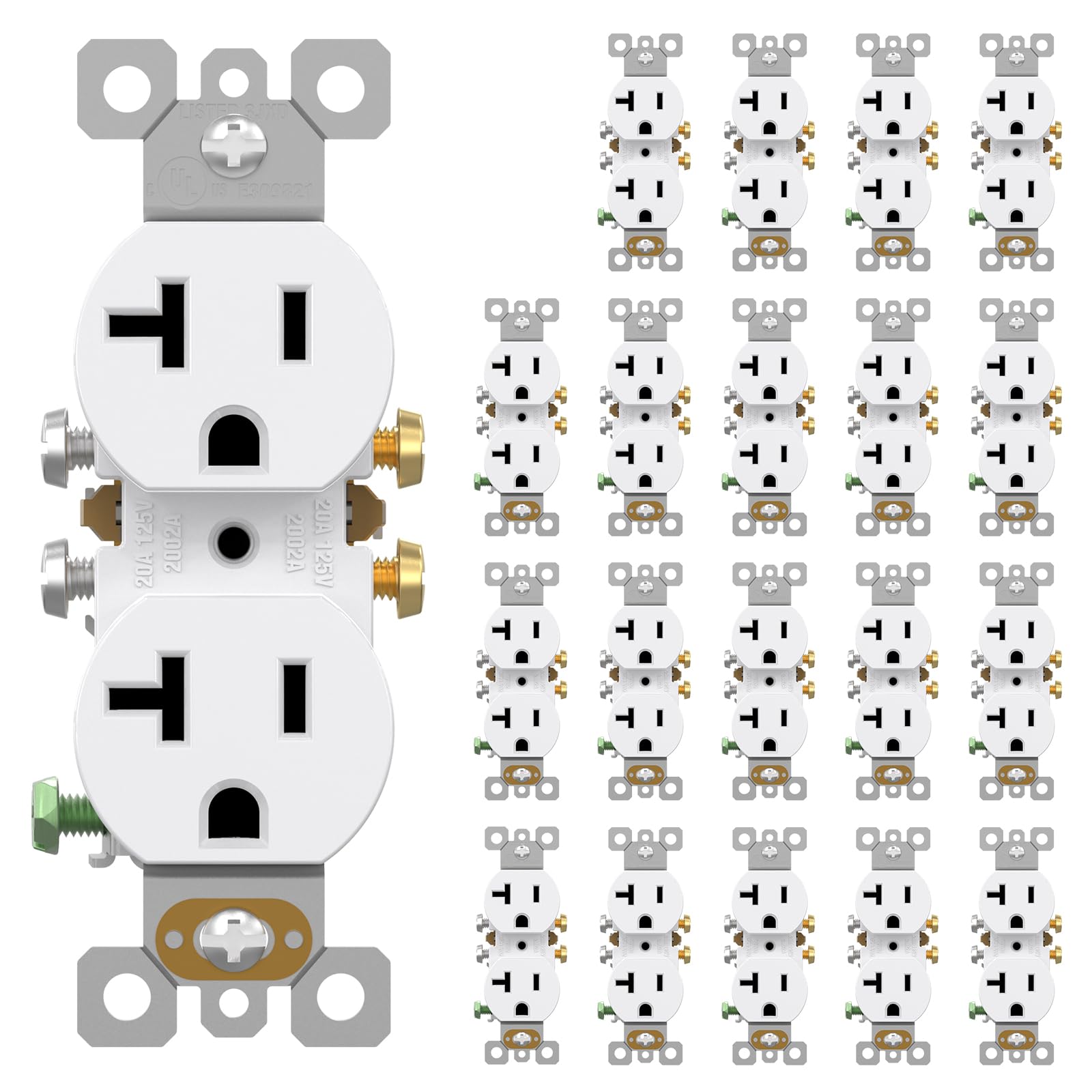 AIDA 20A duplex outlet front view for reliable home power delivery