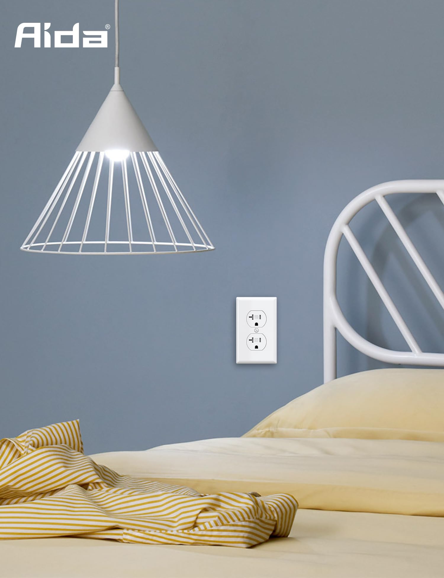 AIDA 3-wire rear-terminal receptacle detail highlighting versatile wiring options.