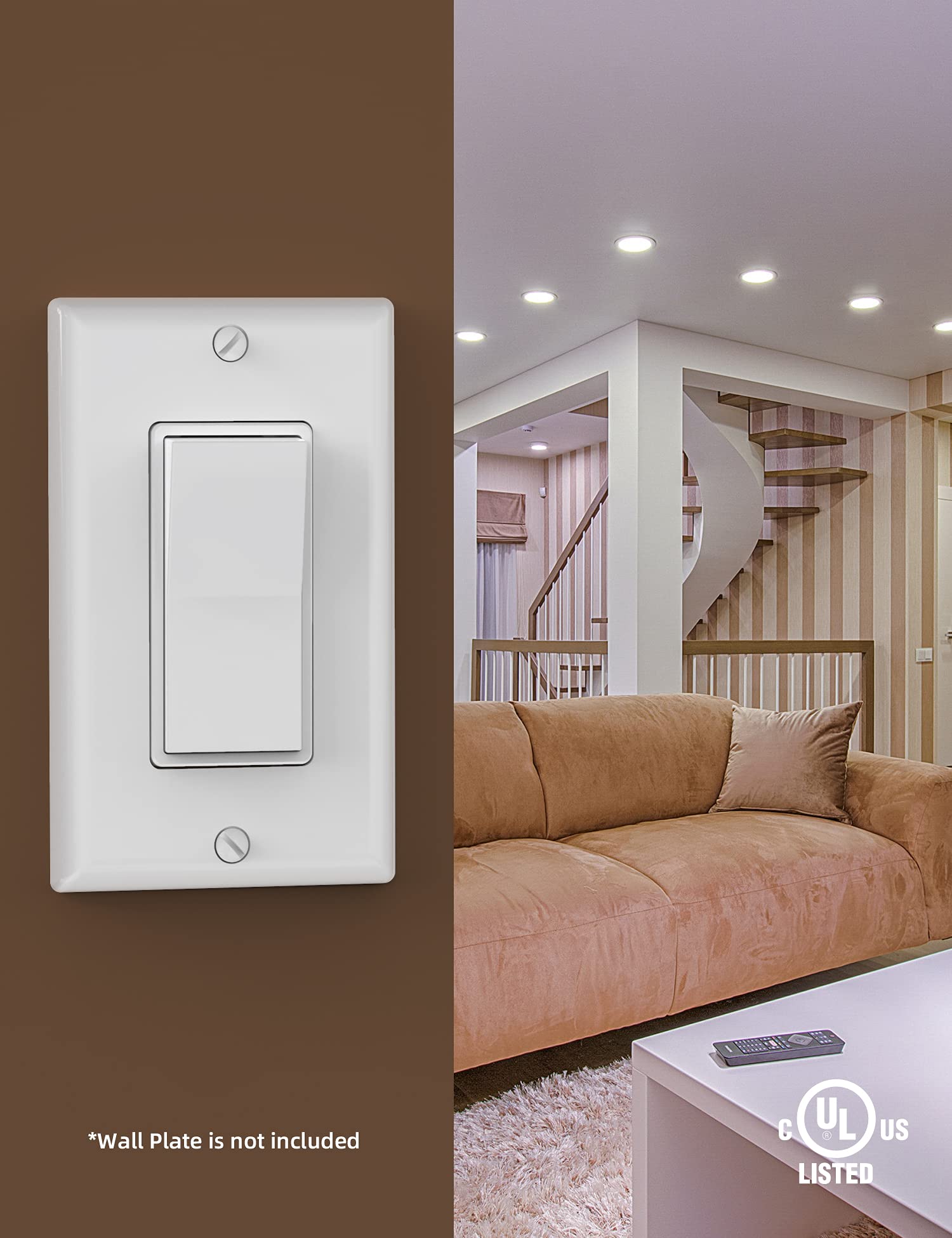 AIDA decorative switch with quick wiring terminals for fast installation