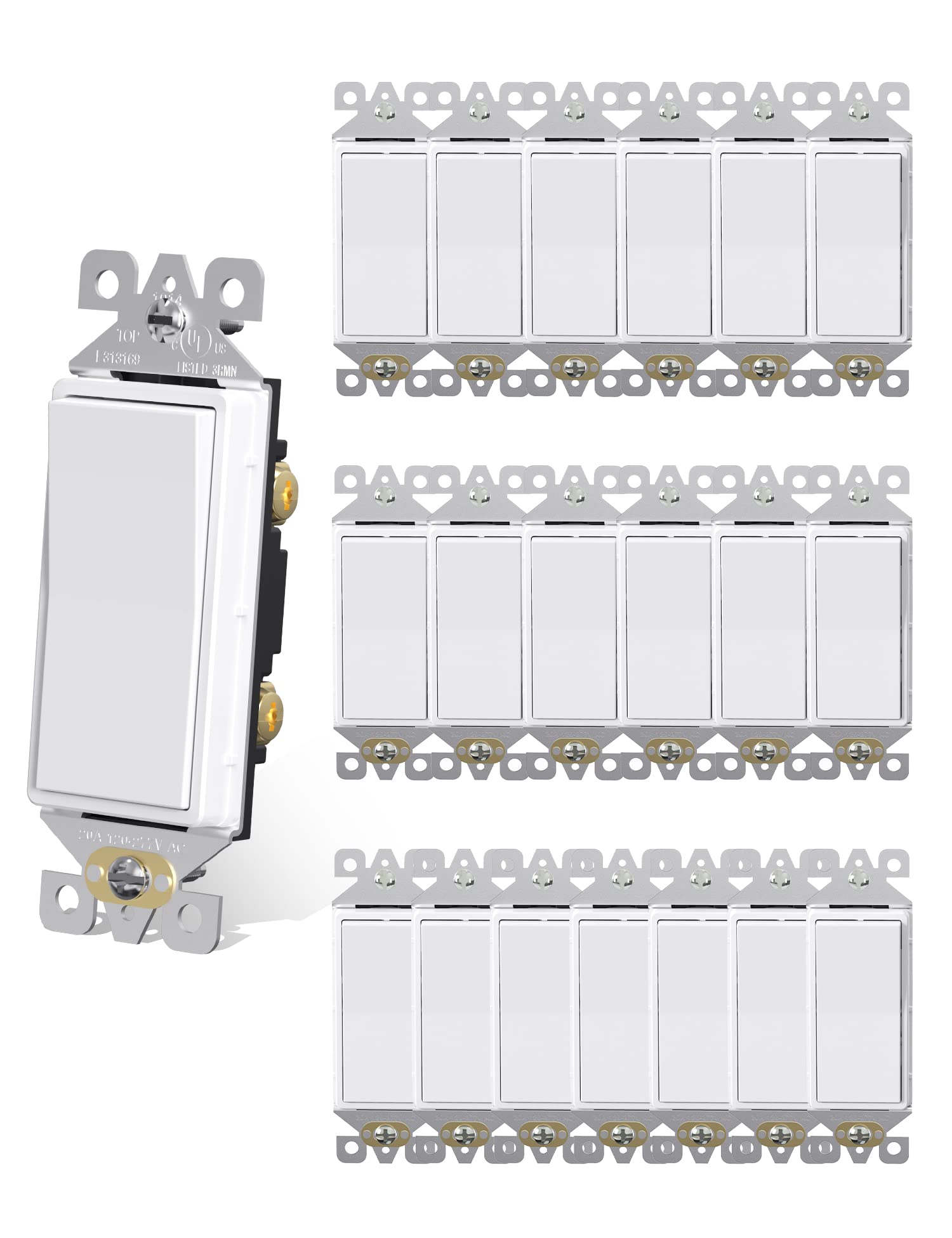 AIDA 20-pack light switch, square rocker in glossy white for modern room updates