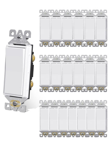AIDA 20-pack light switch, square rocker in glossy white for modern room updates