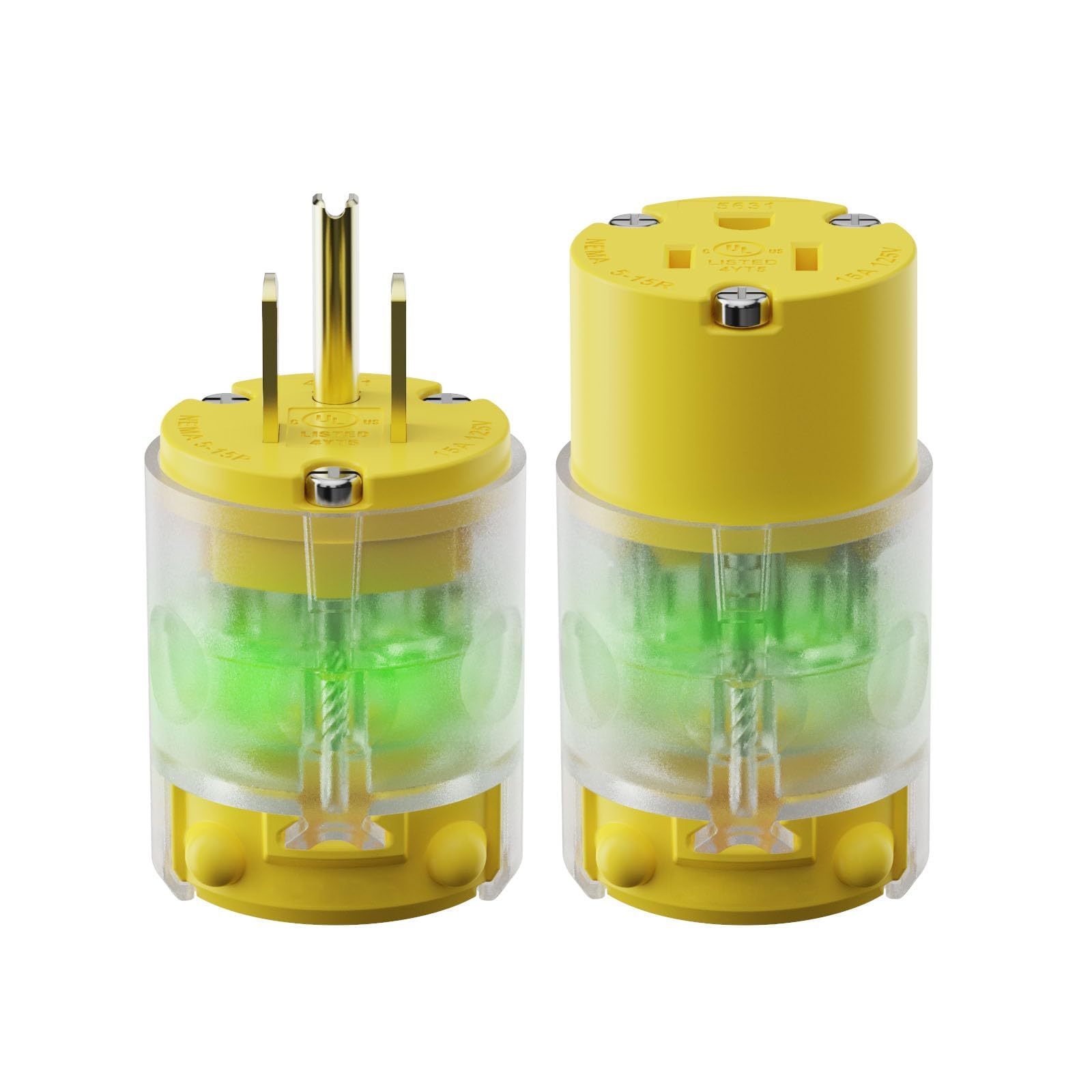 AIDA lighted plug indicator green neon shows power flow for quick status checks.