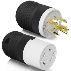 AIDA NEMA L14-30P locking plug side view highlights rugged body for safe generator connections.