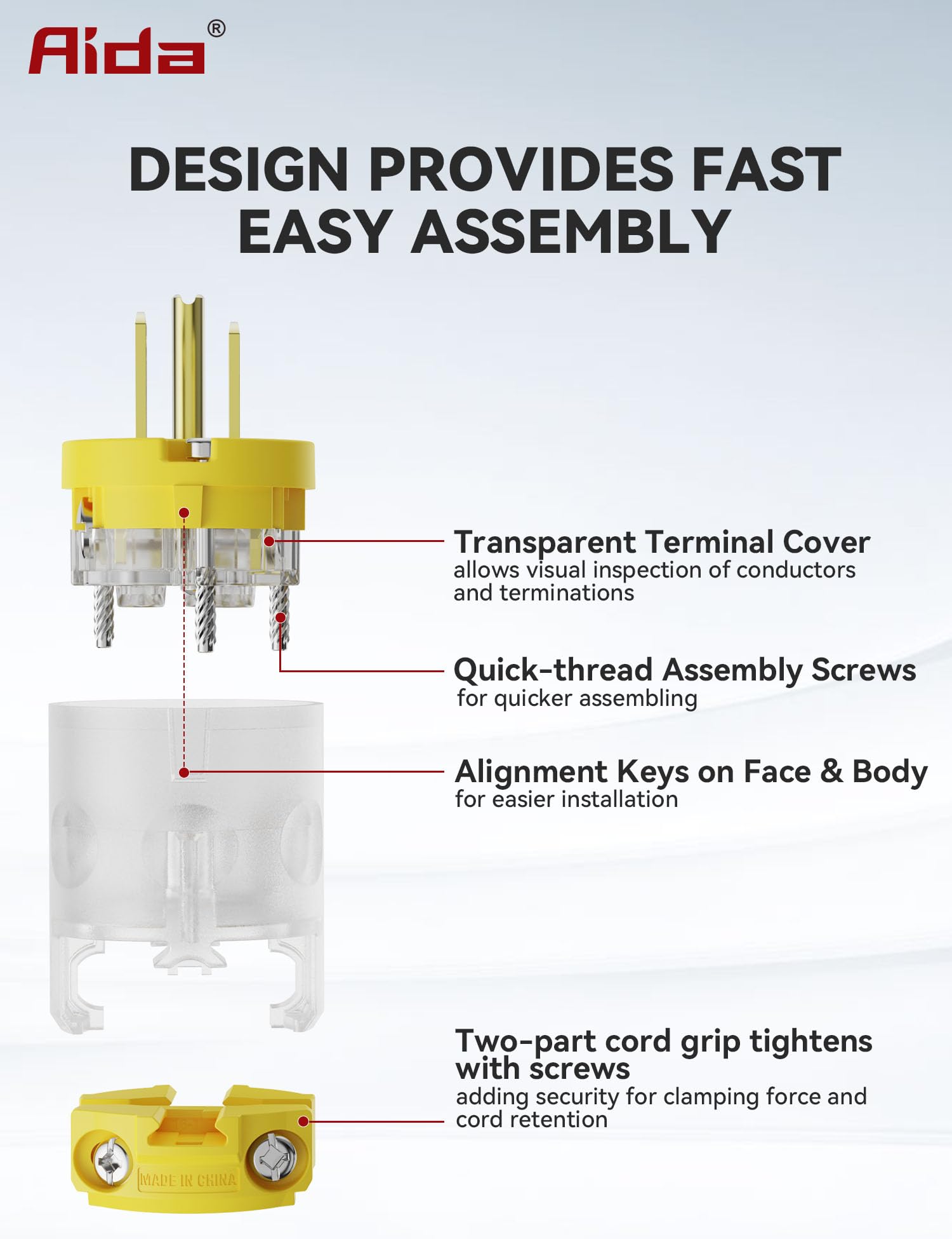 AIDA polycarbonate body provides durable, high-impact protection.