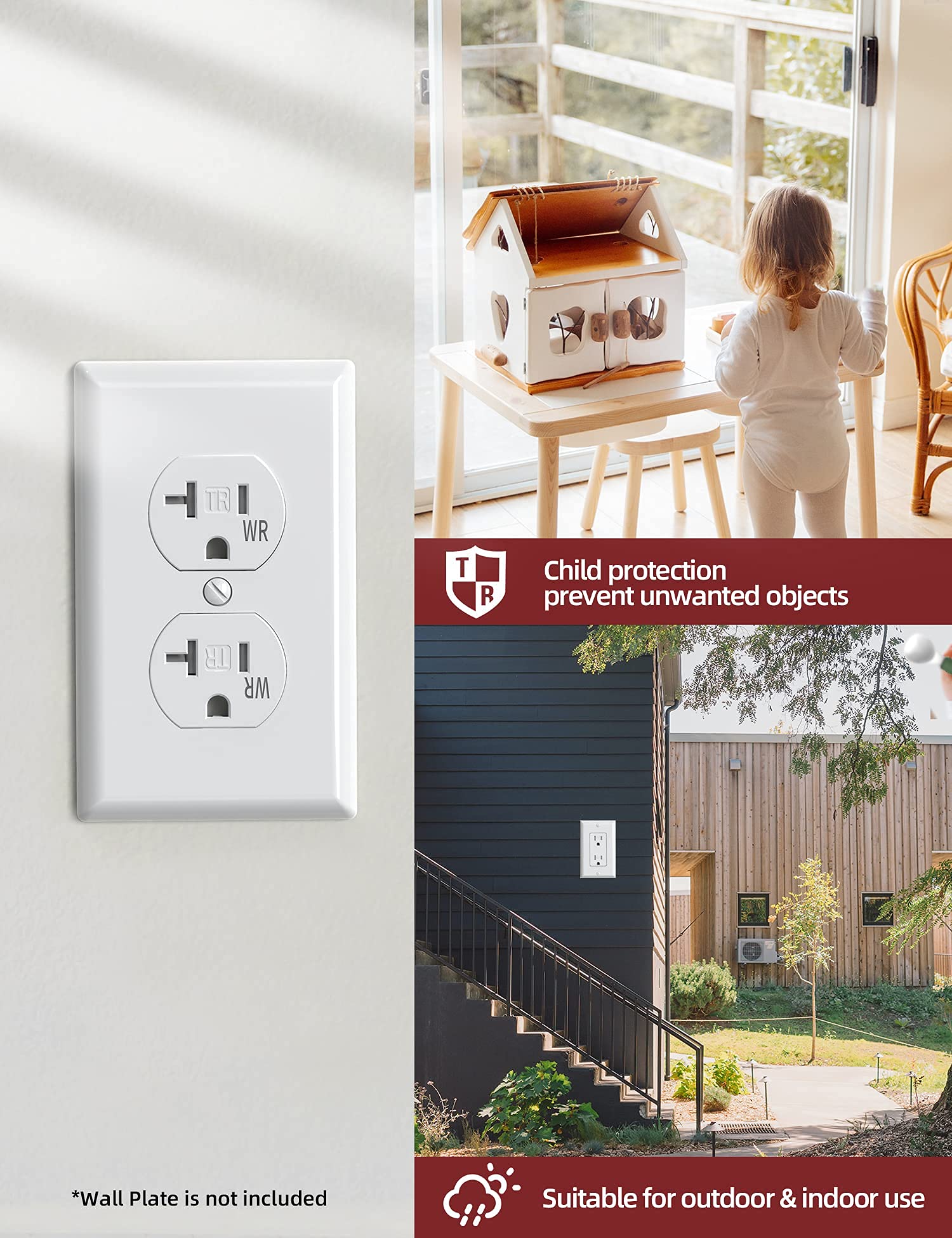 AIDA self-grounding NEMA 5-20R supports easy wiring and safety.