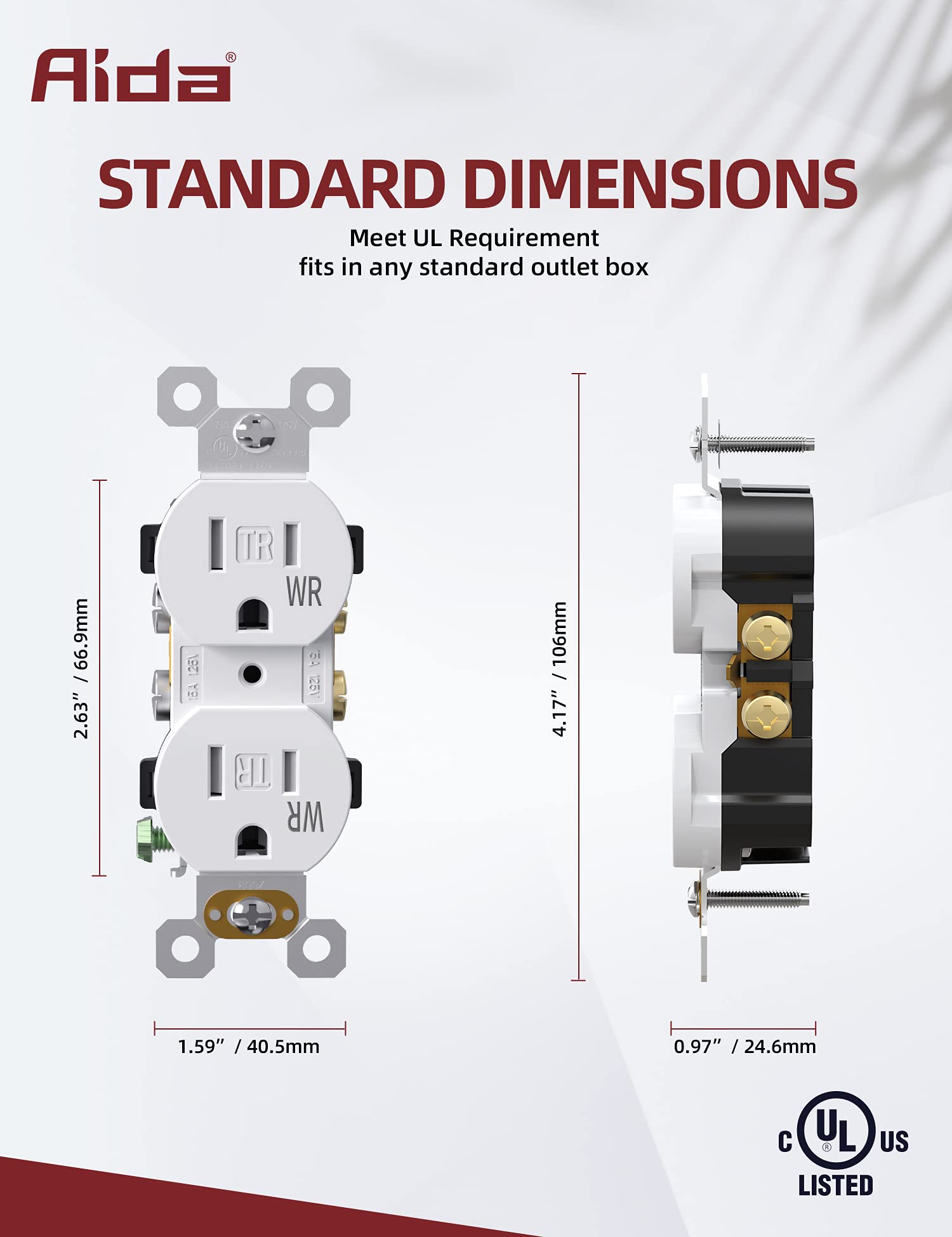 AIDA weather-resistant outlet designed for indoor and outdoor environments
