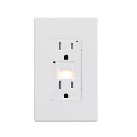 AIDA15 GFCI outlet in matte white with ground fault protection